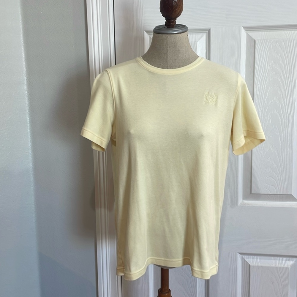 Basic concepts short sleeve top cotton round neck pull over yellow womens size S